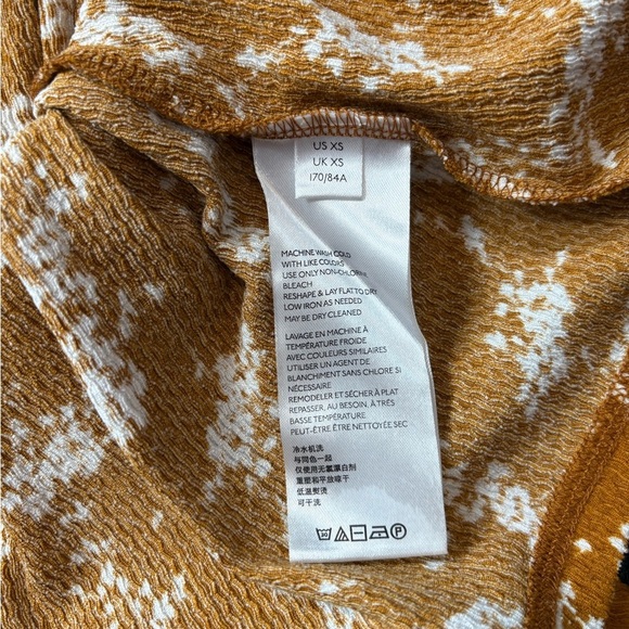 Anthropologie Dolman mustard yellow floral tie waist 3/4 sleeve top blouse xs - Picture 8 of 14